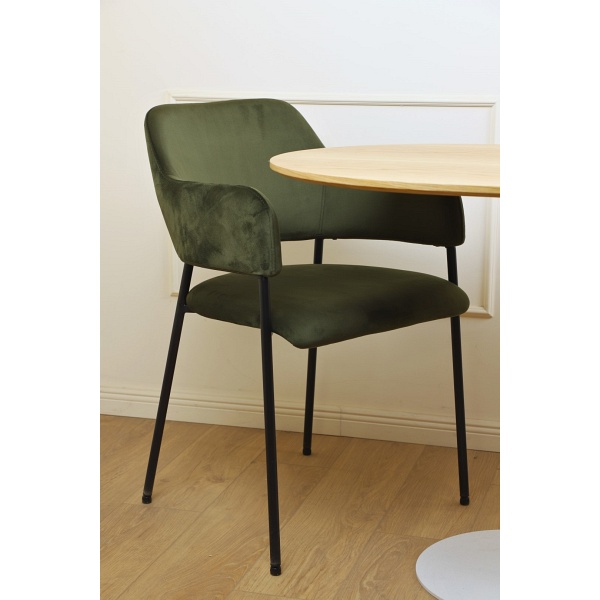 Krzesło Lima welurowe z podłokietnikami zielone - ACTONA